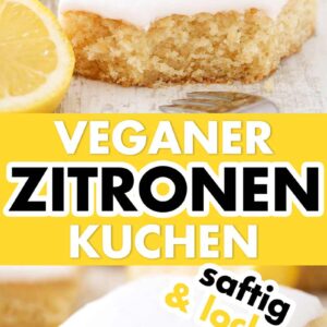 Einfacher veganer Blechkuchen mit Zitrone und Zuckerguss