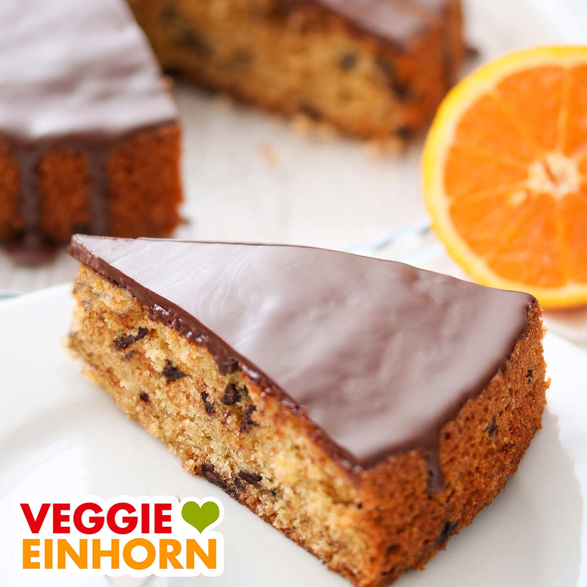 Ein Stück Orangen Schoko Kuchen