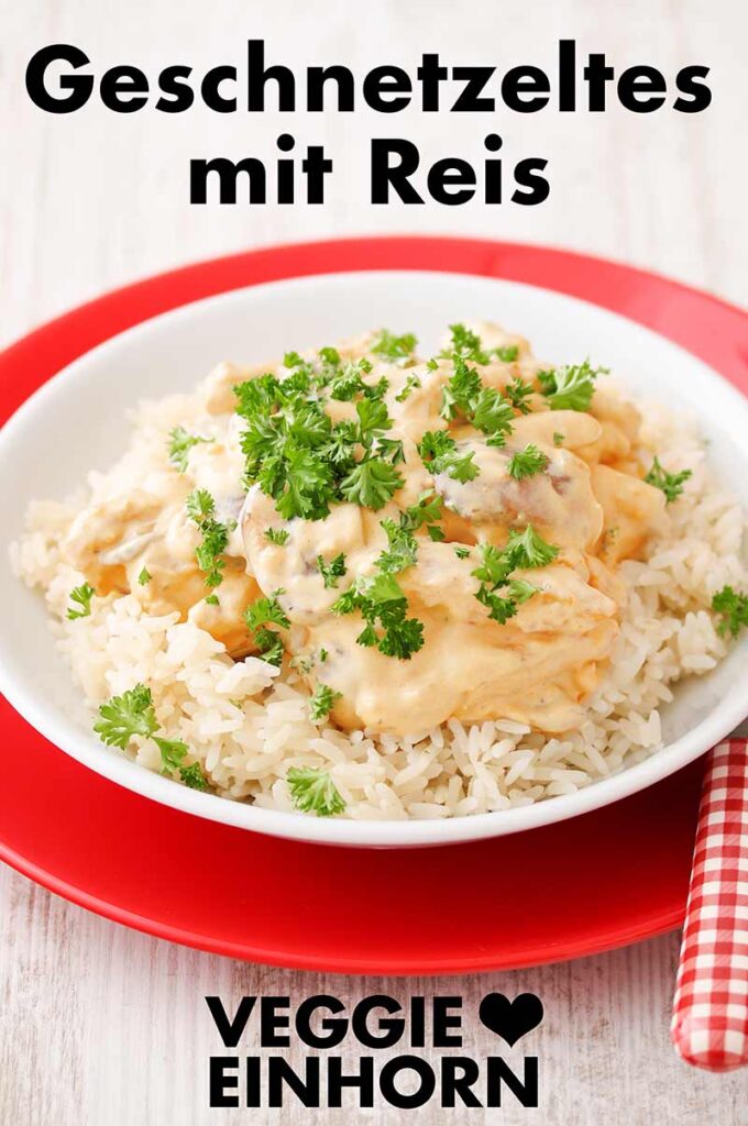 Vegetarisches Soja Geschnetzeltes mit Reis