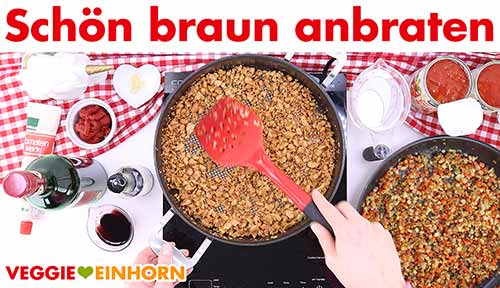 Sojaschnetzel schön braun anbraten