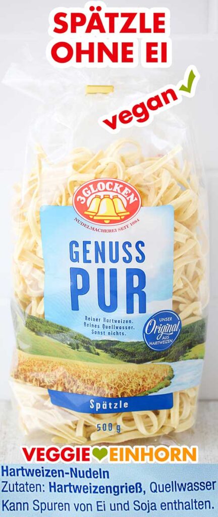 Eine Packung vegane Spätzle ohne Ei