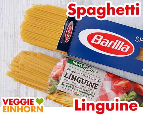 Barilla Spaghetti und Rewe Bio Linguine Spaghetti und Linguine