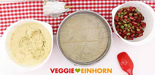 Rührteig, 26 cm Springform, Rhabarber Teig, Springform und Rhabarber