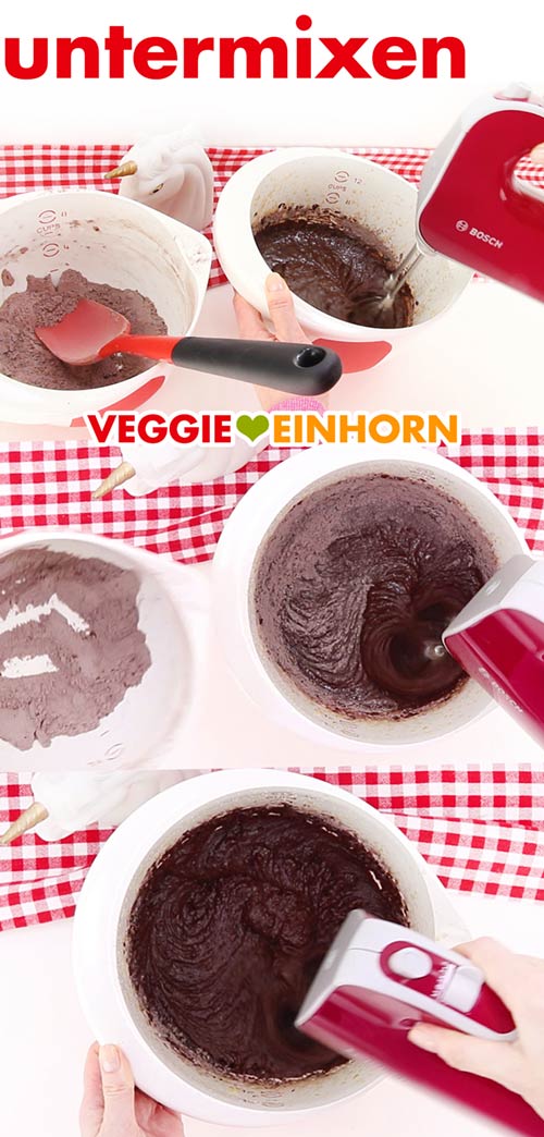 Teig mixen für einfache vegane Brownies Teig mixen für einfache vegane Brownies