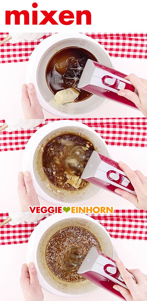 Zutaten mixen für einfache vegane Brownies Zutaten mixen für einfache vegane Brownies