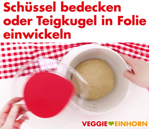 Teigkugel in Schüssel bedecken Teigkugel in Schüssel bedecken