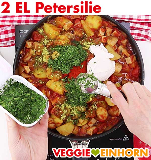 Tiefgekühlte Petersilie für Tofu Gulasch Tiefgekühlte Petersilie für Tofu Gulasch