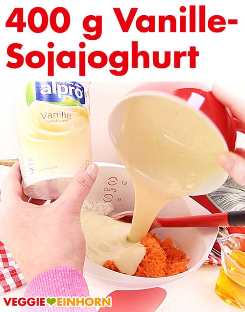 Sojajoghurt zum Teig zufügen Sojajoghurt mit Vanille Geschmack zum Teig zufügen