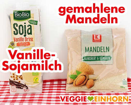 Vanille-Sojamilch und gemahlene Mandeln Vanille-Sojamilch und gemahlene Mandeln