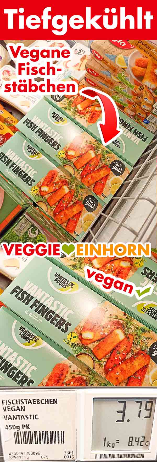 Vegane Fischstäbchen von Vantastic Foods bei Rewe Vegane Fischstäbchen im Supermarkt