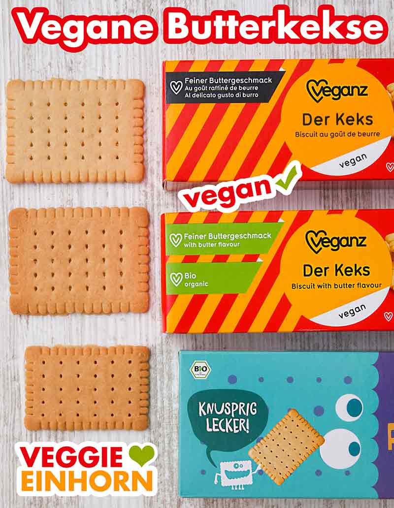 Vegane Butterkekse von Veganz und Vantastic Foods Drei Packungen vegane Butterkekse