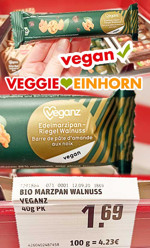 Veganz Marzipan Riegel Veganz Marzipan Riegel mit Walnuss im Supermarkt