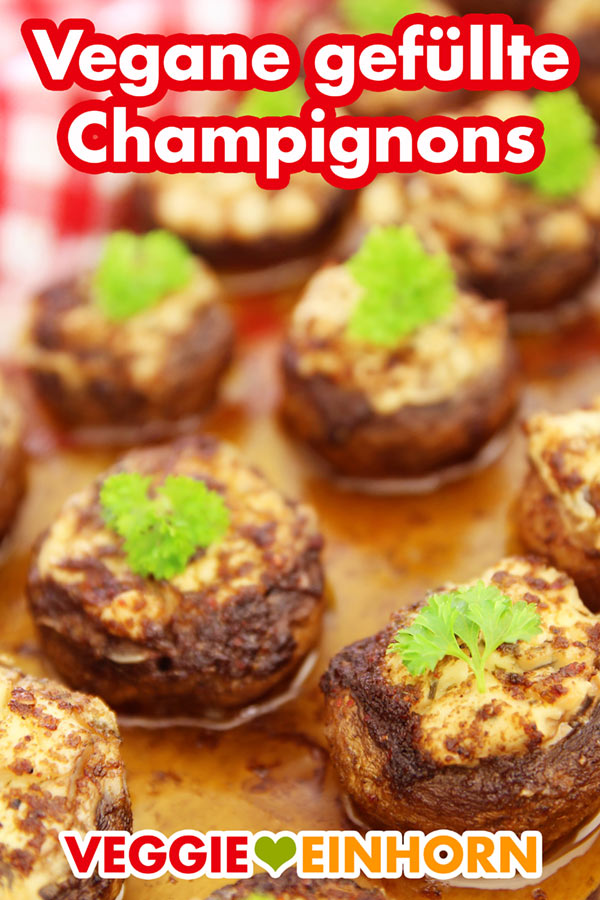 Vegane gefüllte Champignons mit Frischkäse | Einfaches leckeres Rezept | Veganes Fingerfood | Party Rezept vegan | Einfach vegan kochen | Vegane Rezepte deutsch mit Schritt für Schritt Fotos und VIDEO #VeggieEinhorn