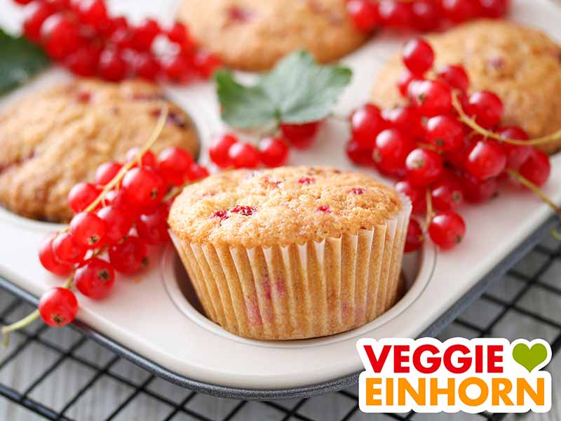 Vegane Johannisbeermuffins Johannisbeermuffins in einer Muffinform
