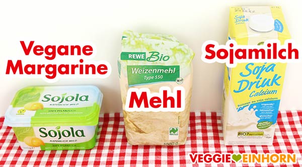 Vegane Margarine, Mehl, Sojamilch Vegane Margarine, Mehl, Sojamilch