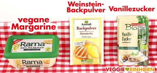 Vegane Margarine, Weinsteinbackpulver, Vanillezucker
