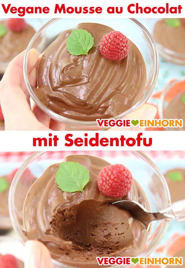 Die Mousse au Chocolat ist ein wunderbarer veganer Nachtisch für besondere Anlässe. Vegane Mousse au Chocolat mit Seidentofu in Dessertschale
