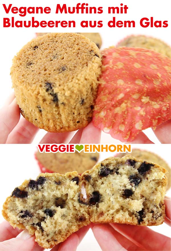 Fluffige vegane Muffins mit Blaubeeren aus dem Glas