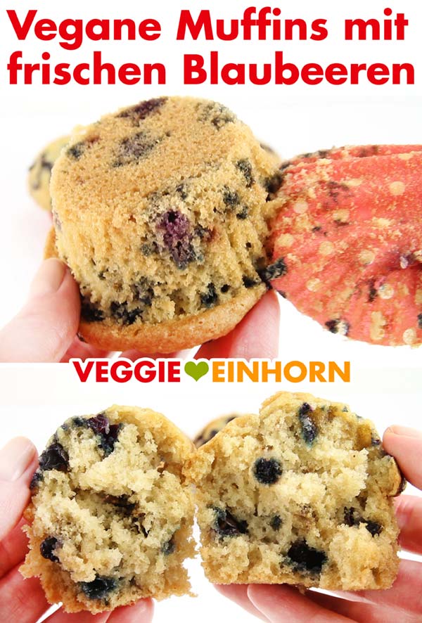 Saftige vegane Muffins mit frischen Blaubeeren