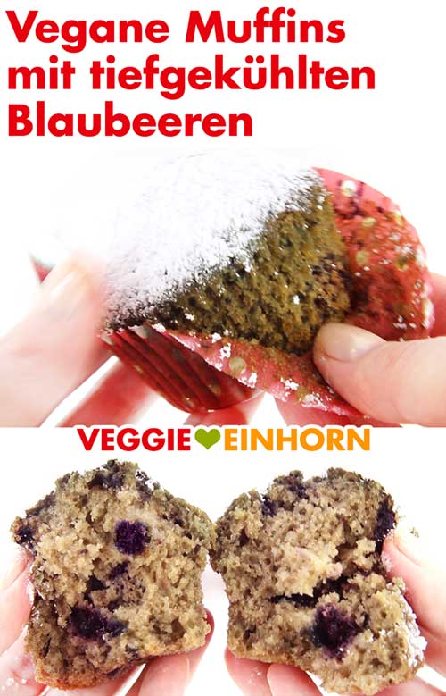 Fertige vegane Muffins mit tiefgekühlten Blaubeeren