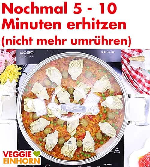 Vegane Paella erhitzen