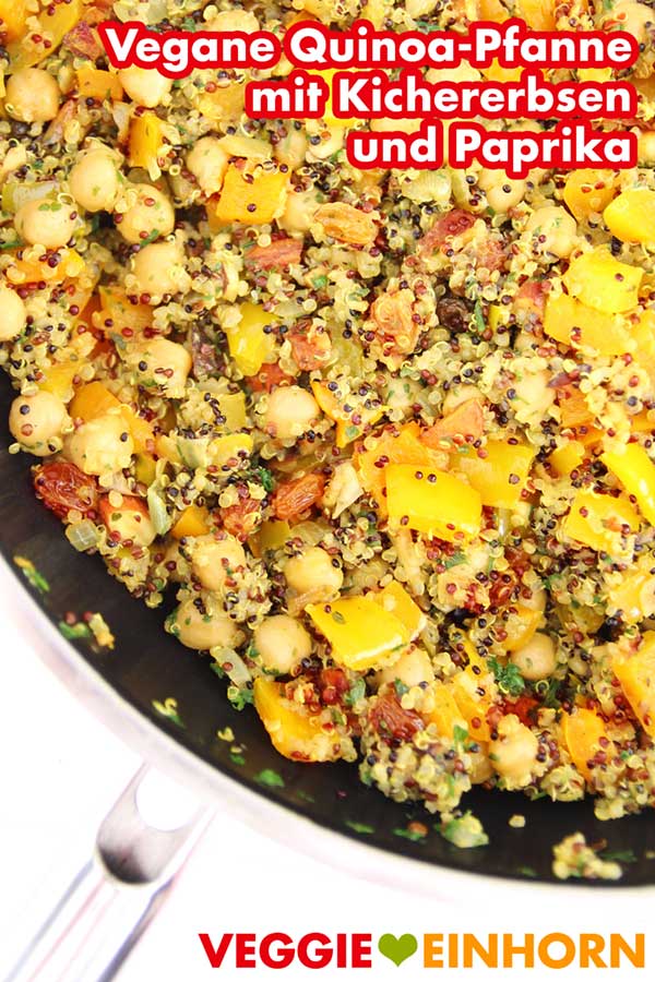 Vegane Pfanne mit Quinoa, Kichererbsen und Paprika