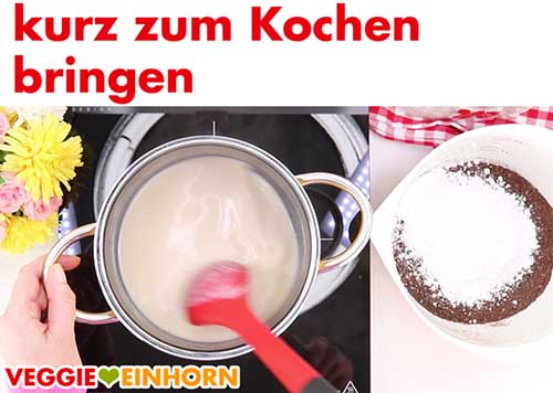 Vegane Sahne und Margarine kurz zum Kochen bringen Vegane Sahne und Margarine kurz zum Kochen bringen