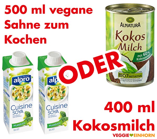 Vegane Sahne zum Kochen oder Kokosmilch