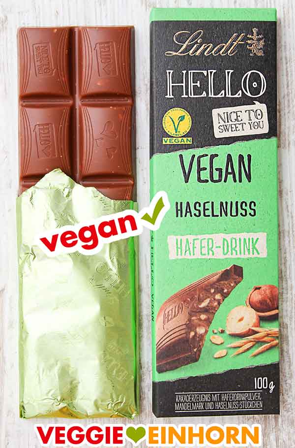 Vegane Haselnuss-Schokolade von Lindt Hello Eine Tafel Lindt Hello Haselnuss