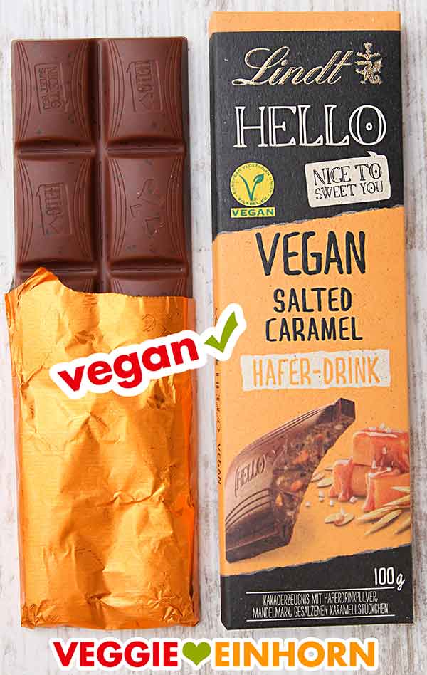 Lindt Hello vegan Salted Caramel Schokolade Eine Tafel vegane Schokolade von Lindt Hello Salted Caramel