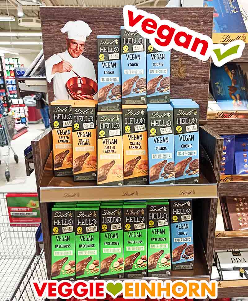 Vegane Schokolade von Lindt Hello im Supermarkt Lindt Hello Vegane Schokolade im Supermarkt