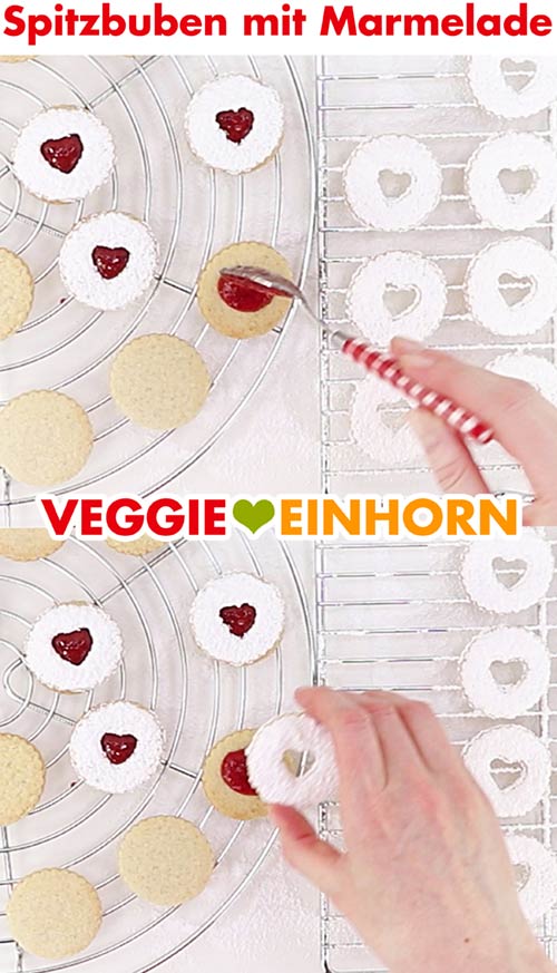 Vegane Spitzbuben mit Marmelade füllen Vegane Spitzbuben mit Marmelade füllen