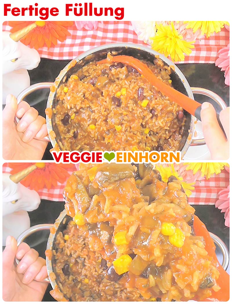 Die fertig gemischte Füllung für die Paprika.