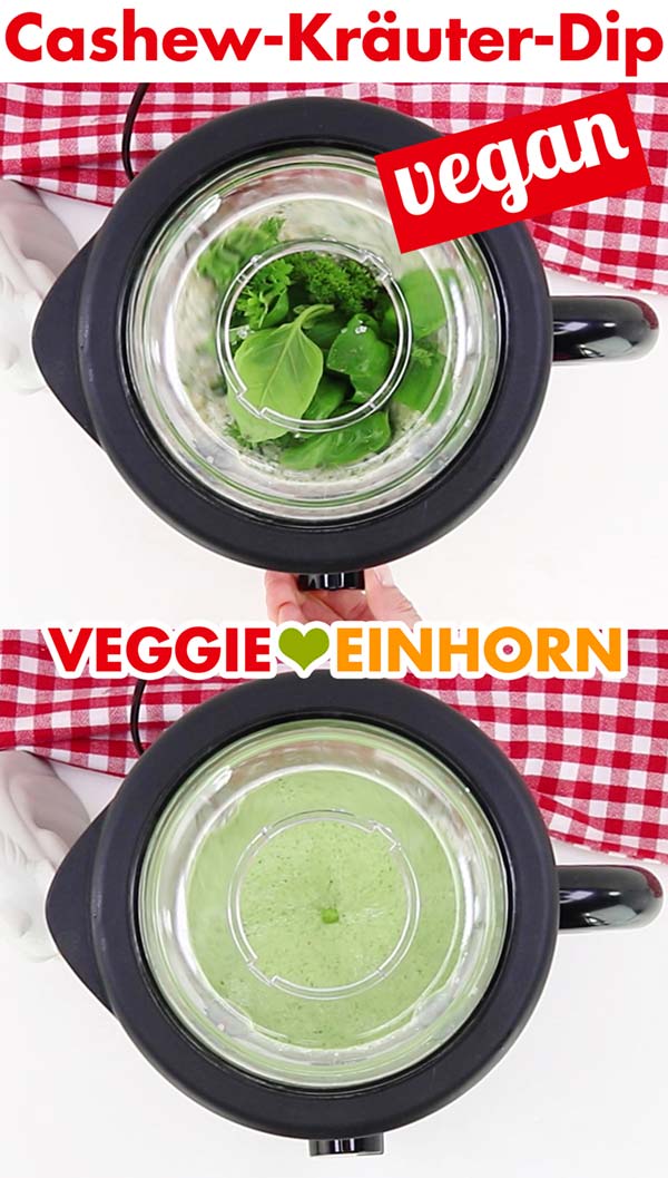 Veganen Cashewdip mit Kräutern im Standmixer pürieren