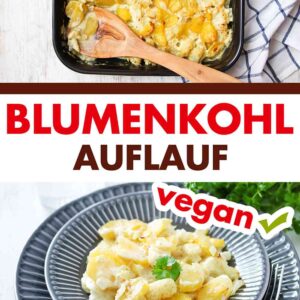 Veganer Blumenkohlauflauf mit Kartoffeln und Petersilie