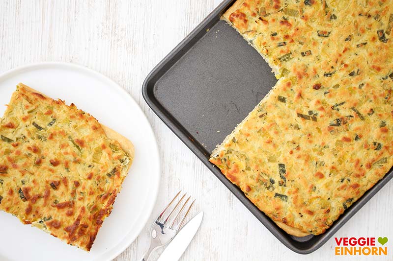 Veganer Lauchkuchen mit Cashews und Hefeflocken