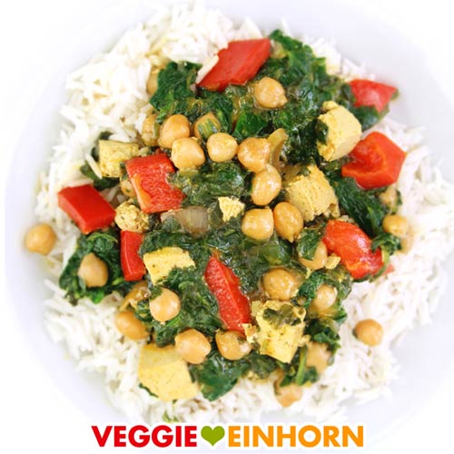 Einfaches veganes Curry | schnell und gesund vegan kochen | mit Kichererbsen und Spinat