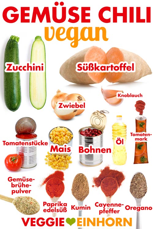 Veganes Gemüse Chili Rezept mit Süßkartoffel und Zucchini | Chili sin Carne ohne Soja