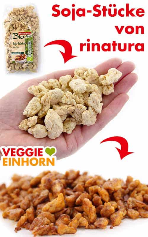 Veganes Hähnchenfleisch aus Soja-Stücken von rinatura Veganes Hähnchenfleisch aus Soja-Stücken von rinatura