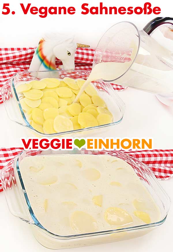 Veganes Kartoffelgratin mit Soße aus Cashewkernen und Kokosmilch Veganes Kartoffelgratin mit Soße aus Cashewkernen und Kokosmilch