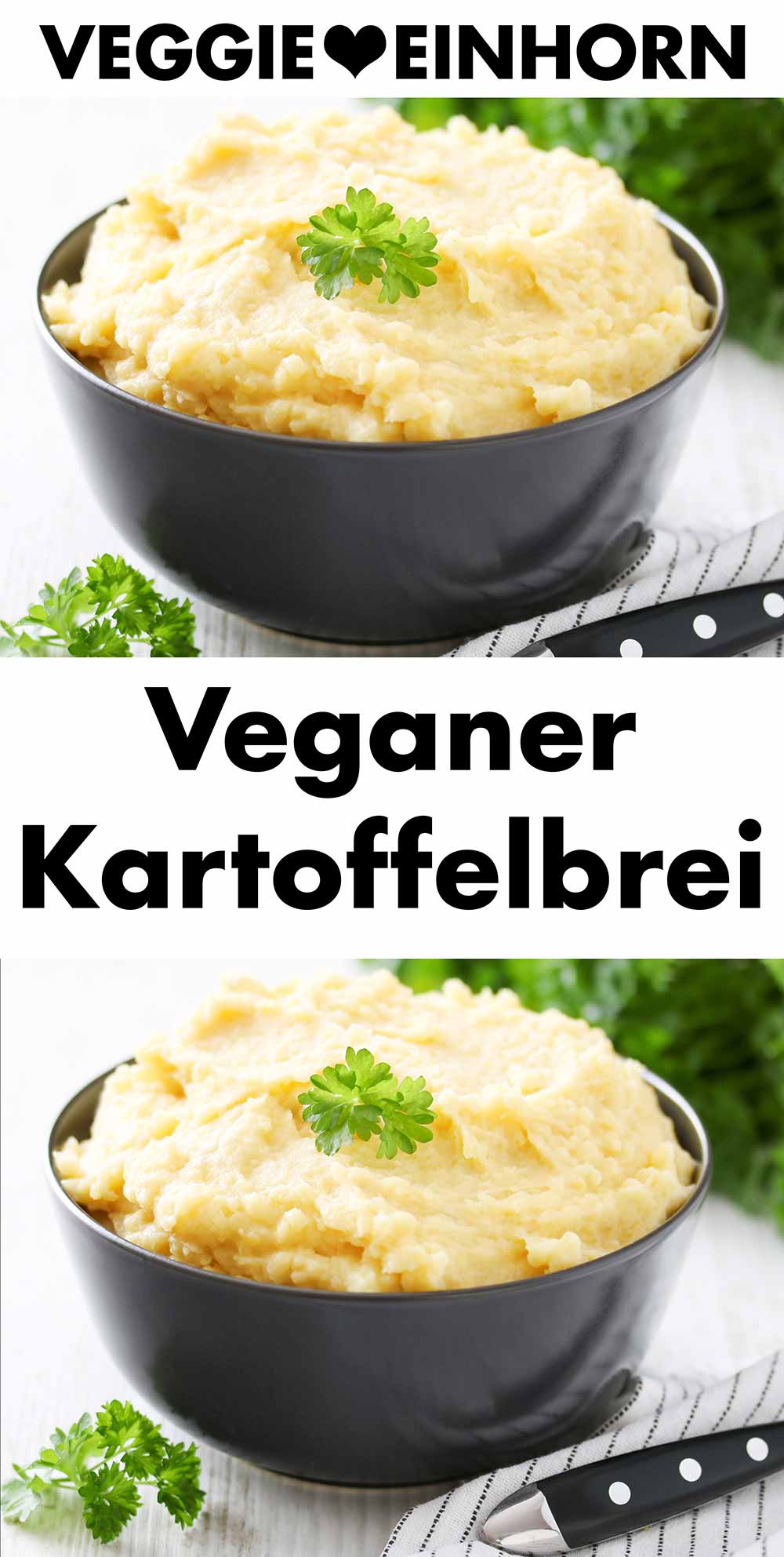 Veganes Kartoffelpüree selber machen Veganes Kartoffelpüree mit Petersilie dekoriert