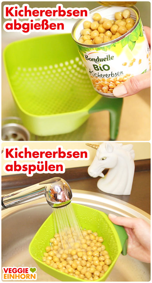 Kichererbsen abgießen