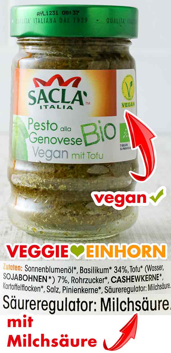 Veganes Pesto mit Milchsäure Ein Glas mit veganem Pesto