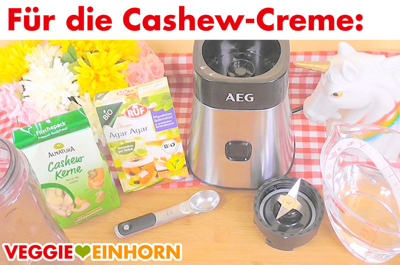 Zutaten für vegane Cashewcreme - Cashews und Agar-Agar