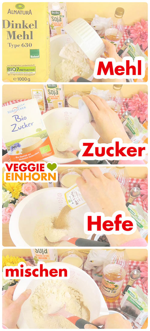 Leckeres VEGANES Rosinenbrot | Einfacher veganer Hefeteig | Süßer Rosinenstuten ohne Ei, ohne Milch und ohne Butter | VEGAN BACKEN zum Frühstück oder zum Kaffee | Einfaches Rezept mit Schritt-für-Schritt Fotos und VIDEO #VeggieEinhorn