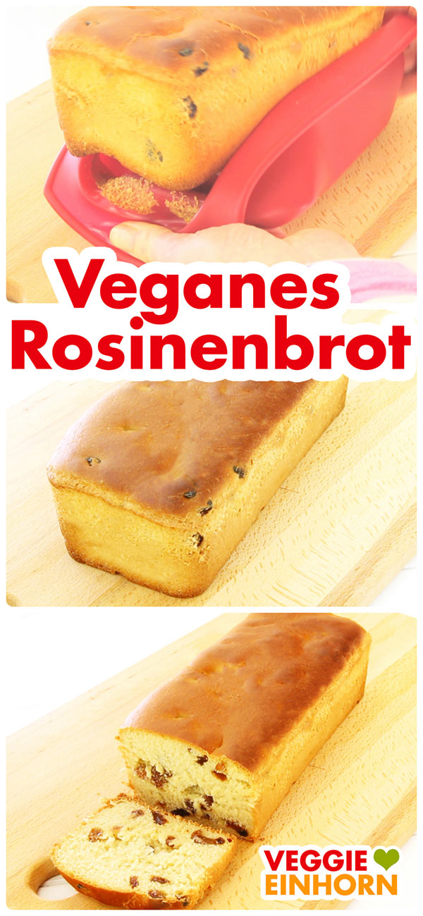 Leckeres VEGANES Rosinenbrot | Einfacher veganer Hefeteig | Süßer Rosinenstuten ohne Ei, ohne Milch und ohne Butter | VEGAN BACKEN zum Frühstück oder zum Kaffee | Einfaches Rezept mit Schritt-für-Schritt Fotos und VIDEO #VeggieEinhorn