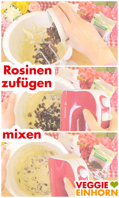 Leckeres VEGANES Rosinenbrot | Einfacher veganer Hefeteig | Süßer Rosinenstuten ohne Ei, ohne Milch und ohne Butter | VEGAN BACKEN zum Frühstück oder zum Kaffee | Einfaches Rezept mit Schritt-für-Schritt Fotos und VIDEO #VeggieEinhorn