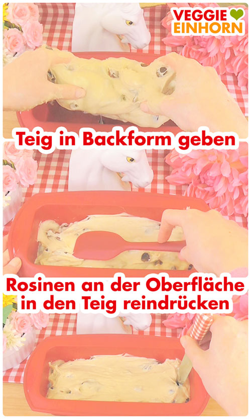Leckeres VEGANES Rosinenbrot | Einfacher veganer Hefeteig | Süßer Rosinenstuten ohne Ei, ohne Milch und ohne Butter | VEGAN BACKEN zum Frühstück oder zum Kaffee | Einfaches Rezept mit Schritt-für-Schritt Fotos und VIDEO #VeggieEinhorn
