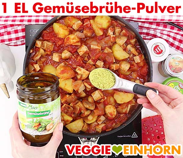 Gemüsebrühe Pulver für Tofu Gulasch Tofu Gulasch würzen mit Gemüsebrühe Pulver