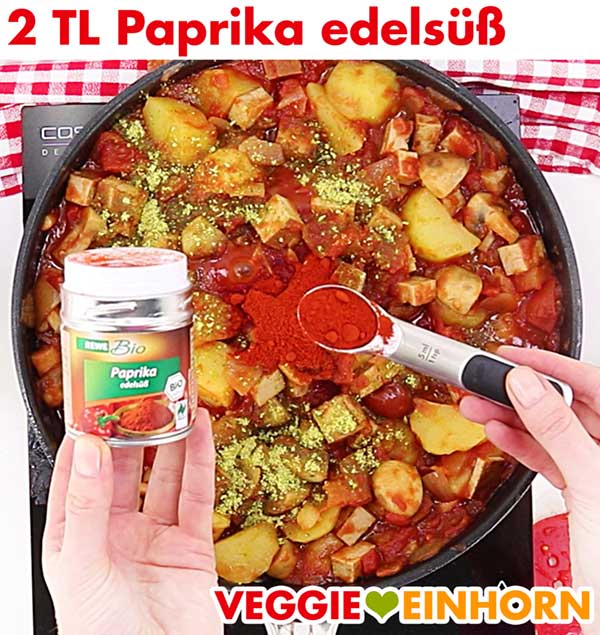 Paprika edelsüß für Tofu Gulasch Tofu Gulasch würzen mit Paprika edelsüß Pulver